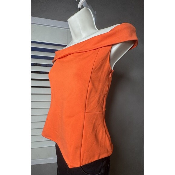 EXPRESS off-shoulder orange top side zip Spring Summer SZ SMALL *read* - Picture 4 of 13